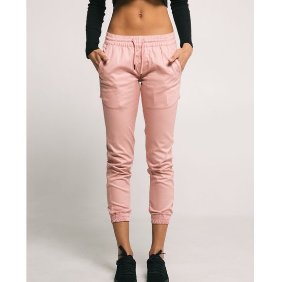 Fairplay Pants - Fairplay Runner Drawstring Twill Jogger Pants Pink